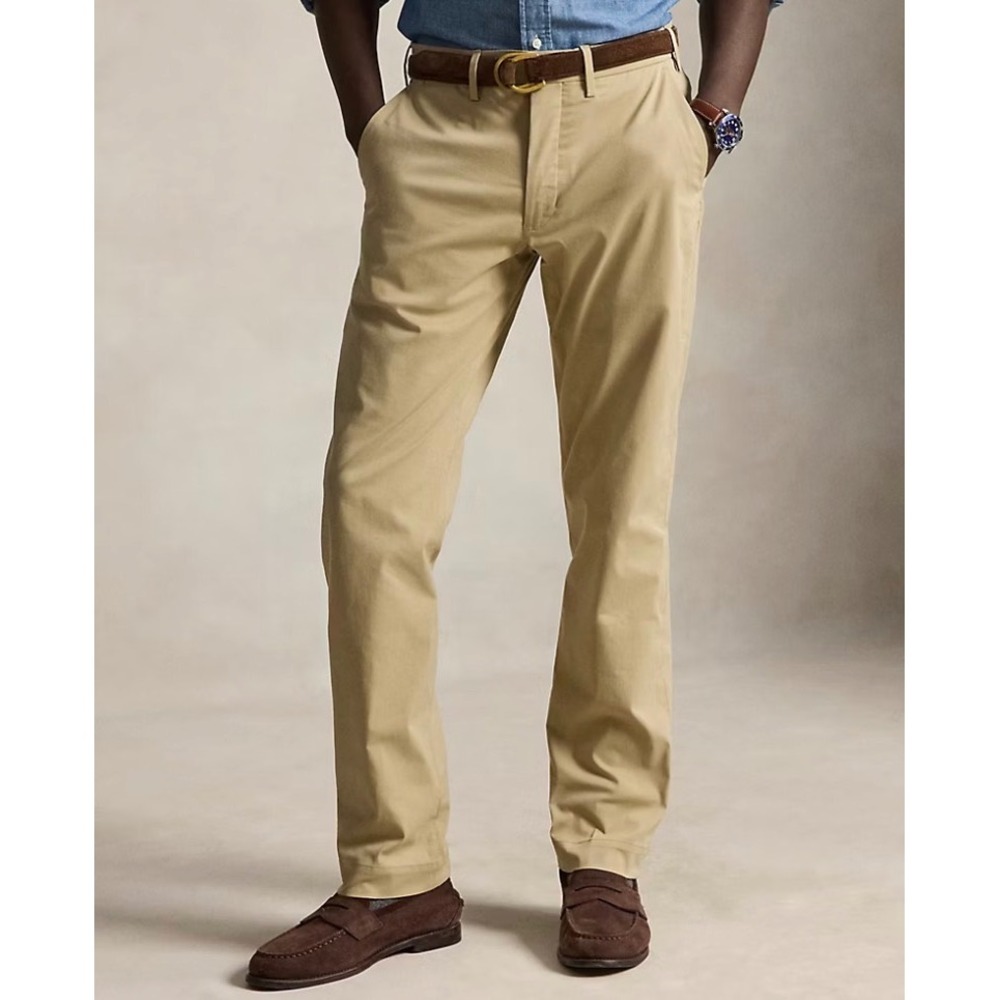 Lauren Ralph Lauren Men Khaki Chino Pants Tan 100% Cotton 36x32 Straight Leg